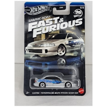 Hot Wheels 1:64 Fast Furious Graphic Remix - Custom Acura Integra Sedan GSR silver
